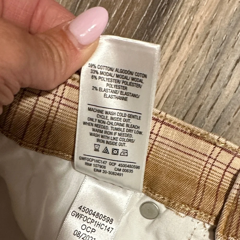 Hudson Women’s Barbara High-Rise Bootcut Jeans in Tan Plaid Size 27 NWT